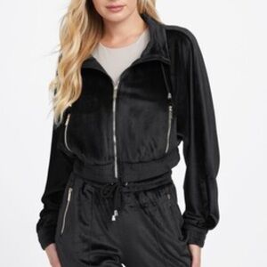 Guess Y2K Black Velour Jacket And Jogger Set